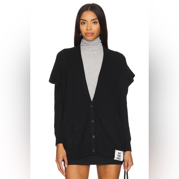 NEW! Free People x We The‎ Free Essential Cardi Cardigan in Black and Grey Combo - Picture 1 of 12